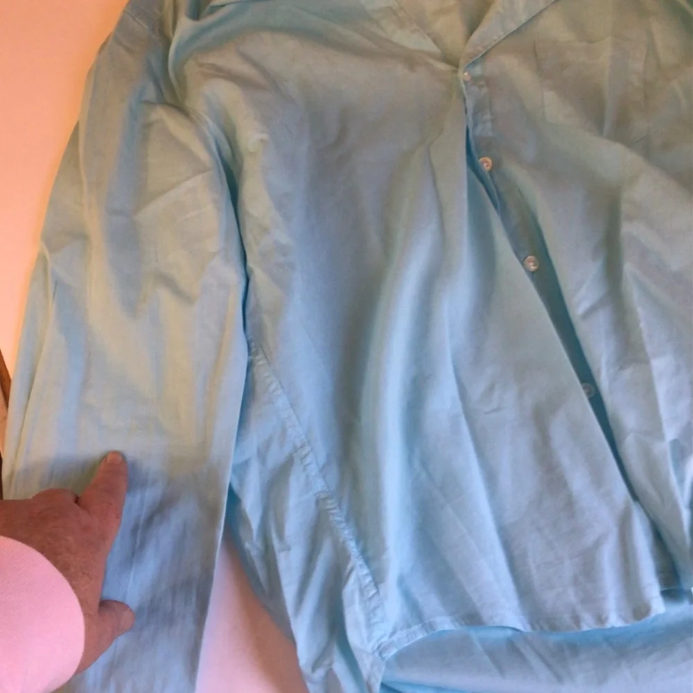 Frank & Eileen Eileen Button Down Shirt XS Aqua Blue Italian Cotton Relaxed Fit - Picture 4 of 10